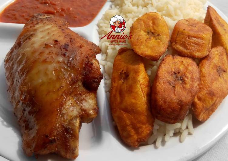 Easiest Way to Prepare Super Quick Homemade Boiled rice,fried plantain,fried turkey and tomato sauce