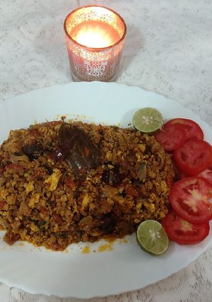 A picture of Mutton mince with eggs.