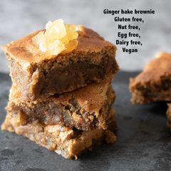 A picture of Ginger Bake Brownies(Gluten free, Nut free, Egg free, Dairy free, Plantbased).