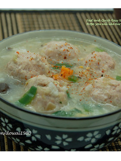 〔鹹粥料理〕之『冬菜丸子粥』↘免動鍋動鏟 的食譜成品照片