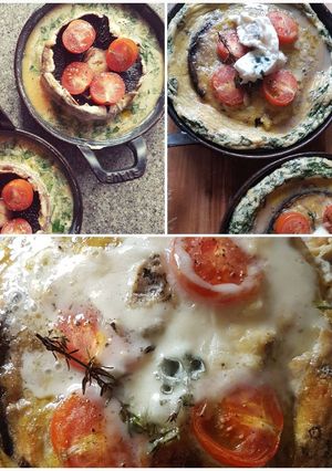 A picture of Portobello mushroom oven baked omlette.
