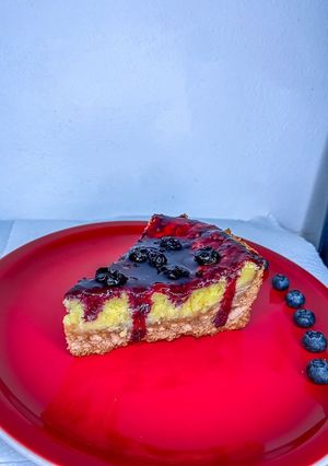 O poză a rețetei Cheesecake cu afine.