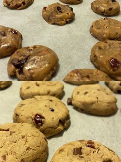 صورة لوصفة كوكيز 🍪 بالزبدة البنية مع البيكان والتوت المجفف 🍪🫐