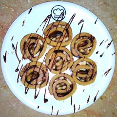 No bake chocolate banana swiss roll A picture of No bake chocolate banana swiss roll.