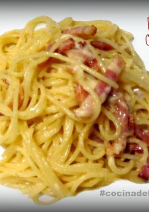 A picture of Spaghetti Carbonara with Manchego Cheese.