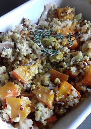 Une photo de Gratin de potimarron, quinoa et truite fumée