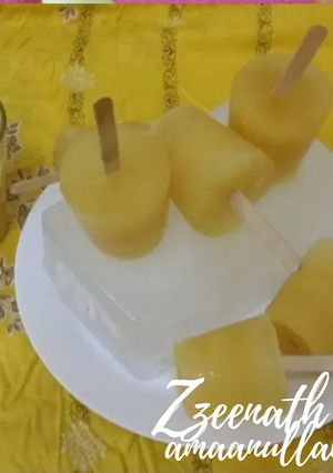A picture of Pineapple Lemonade Popsicles.