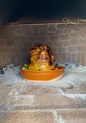 Una foto de Pollo sentado o violado