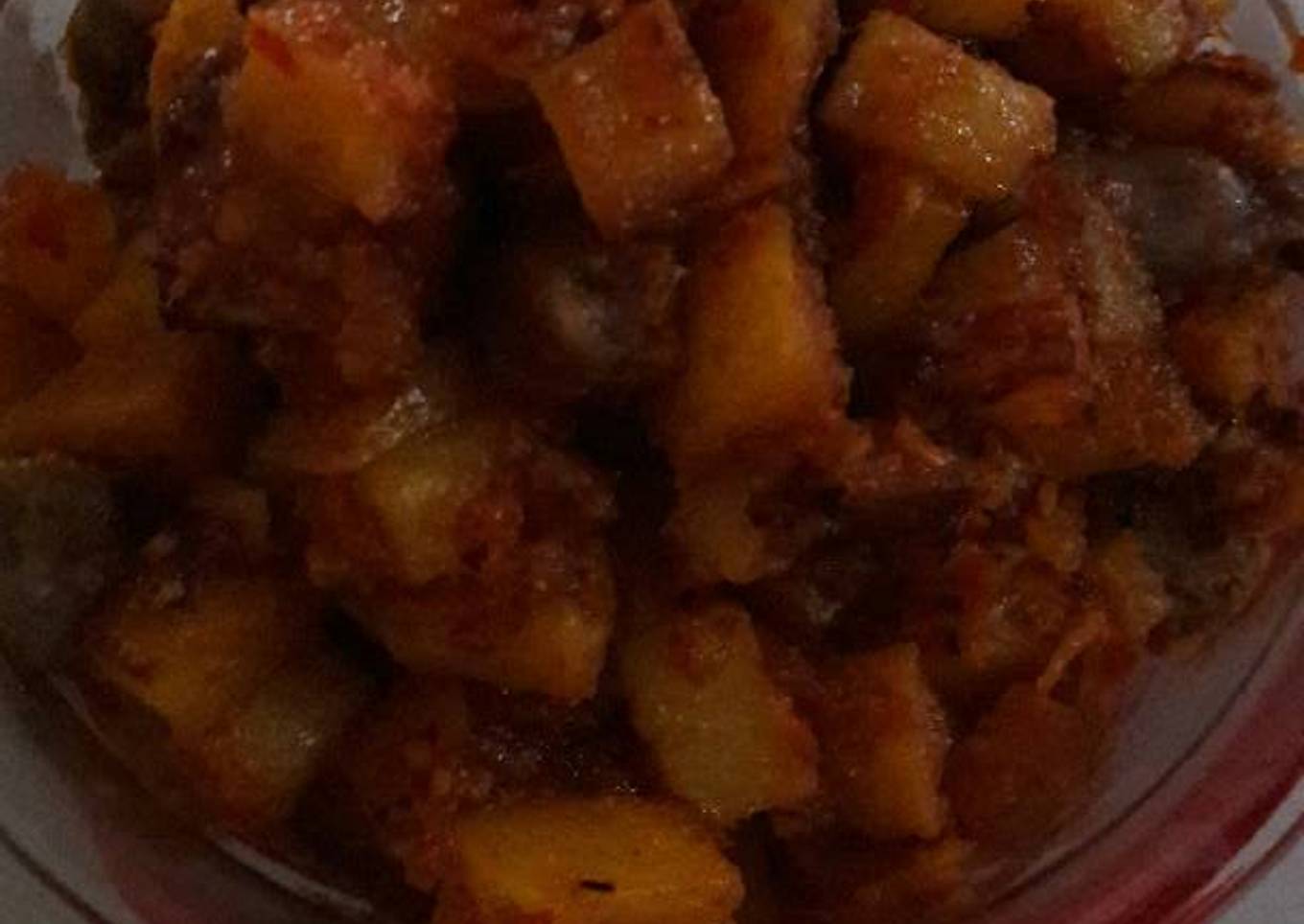 Balado kentang + jantung ayam