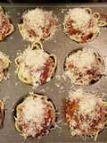 Spaghetti & meatball birdsnest bites