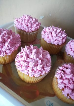 A picture of Vanilla cupcake with icing.