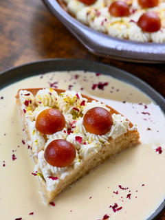 A picture of Gulab Jamun Tres Leches Cake.