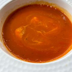Smokey and sweet red pepper and squash soup A picture of Smokey and sweet red pepper and squash soup.