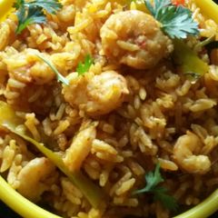 A picture of Prawns Pulav(kolambi Bhat).