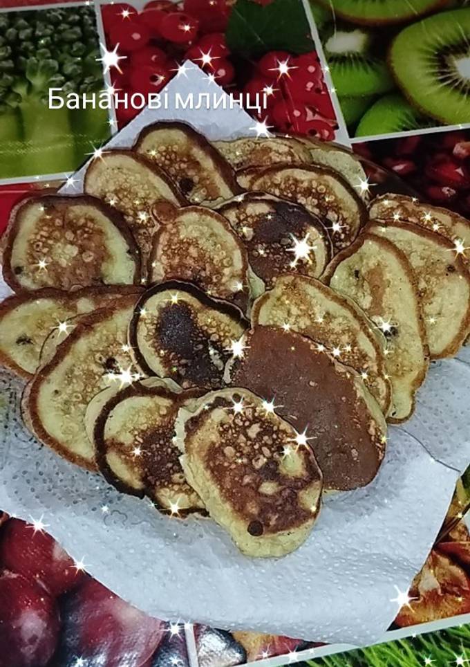 Бананові оладки з шоколадними крихтами 🍌
