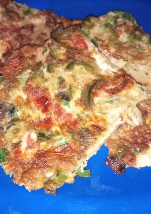 A picture of Egg cheela with leftover roti.