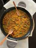Arroz en paella 🥘 o sartén, con paletilla de cordero