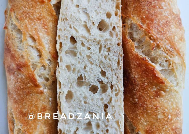 Easiest Way to Make Super Quick Homemade Sourdough baguette