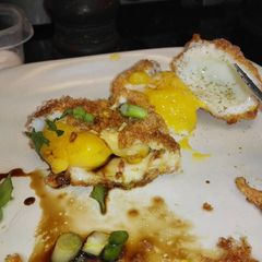 A picture of Deep fried eggs.