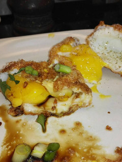 A picture of Deep fried eggs.