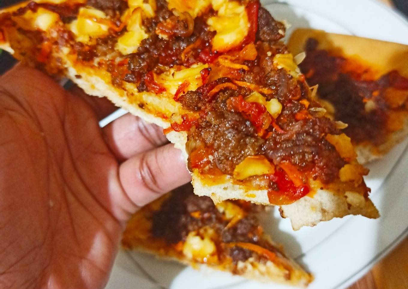 Homemade beef pizza