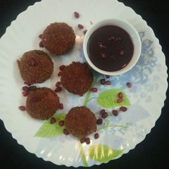 A picture of Beetroot Cutlets with Pomegranate sauce.
