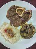 Ossobuco con berenjena y arroz