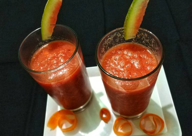 Simple Way to Make Super Quick Homemade Watermelon-Strawberry Smoothy