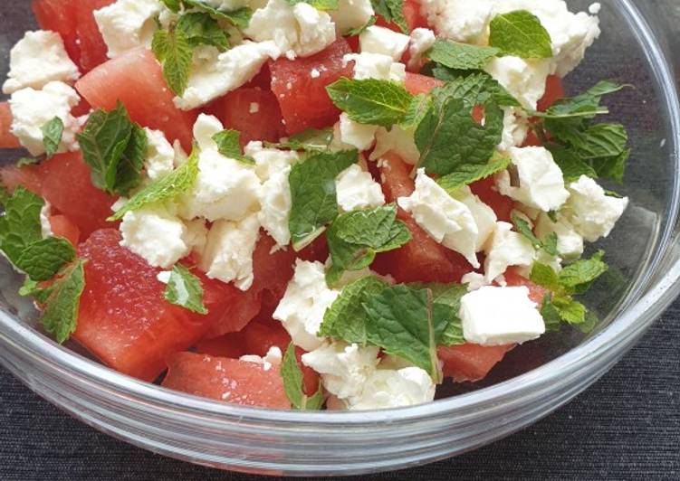 Comment pour Préparer Récompense-gagner Salade pastèque feta menthe