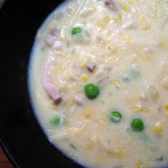 A picture of Creamy Chicken & Corn Soup With Noodles.