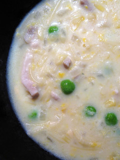 A picture of Creamy Chicken & Corn Soup With Noodles.