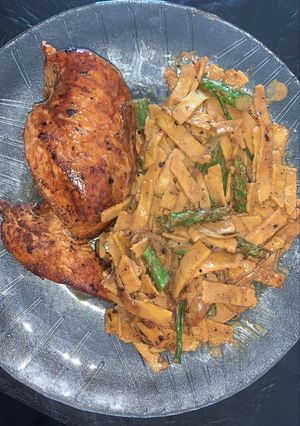 Una foto de Fideos de zapallo y harina de avena