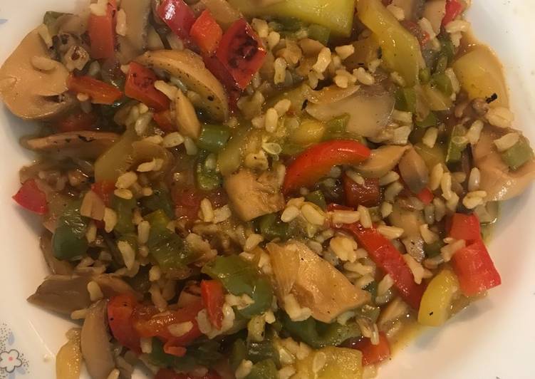 Verduras con arroz y champis