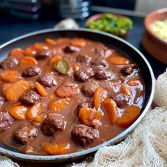 Venison Meatball & Port Stew 🦌 🍷 🌿 A picture of Venison Meatball & Port Stew 🦌 🍷 🌿.