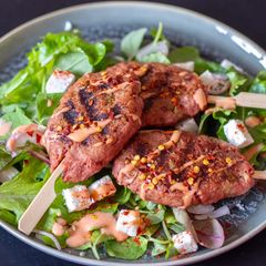 A picture of Meatless Monday (or every day) Thai Kefta Kababs.