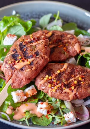 A picture of Meatless Monday (or every day) Thai Kefta Kababs.