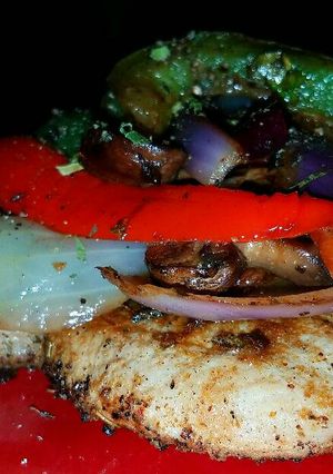 A picture of Mike's Southwestern Crispy Thick Pork Chops & Veggies.