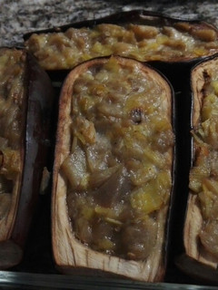 Una foto de Berenjenas rellenas veganas