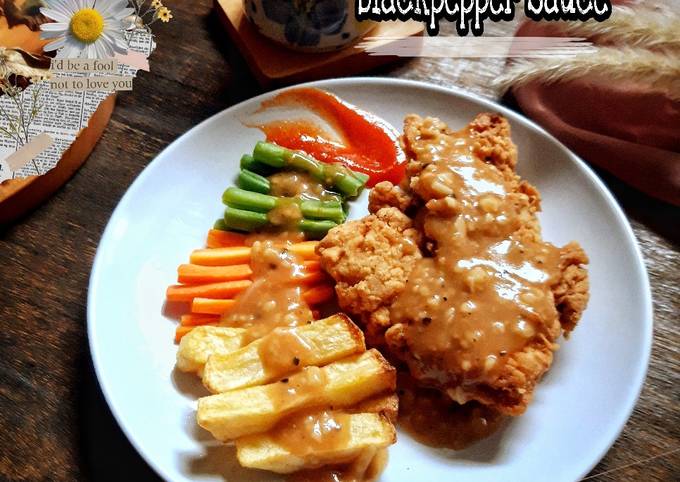 Chicken steak with blackpepper sauce