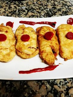Una foto de Filetes de pollo relleno de puré de castañas