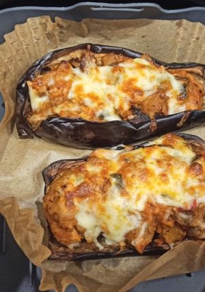 Una foto de Berenjenas rellenas de atún en airfryer