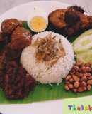 NasiLemak with Rendang and Lemongrass Friend Chicken and Sambal