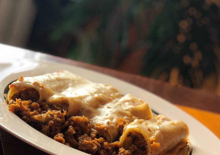 Canelones de carne con pasta fresca