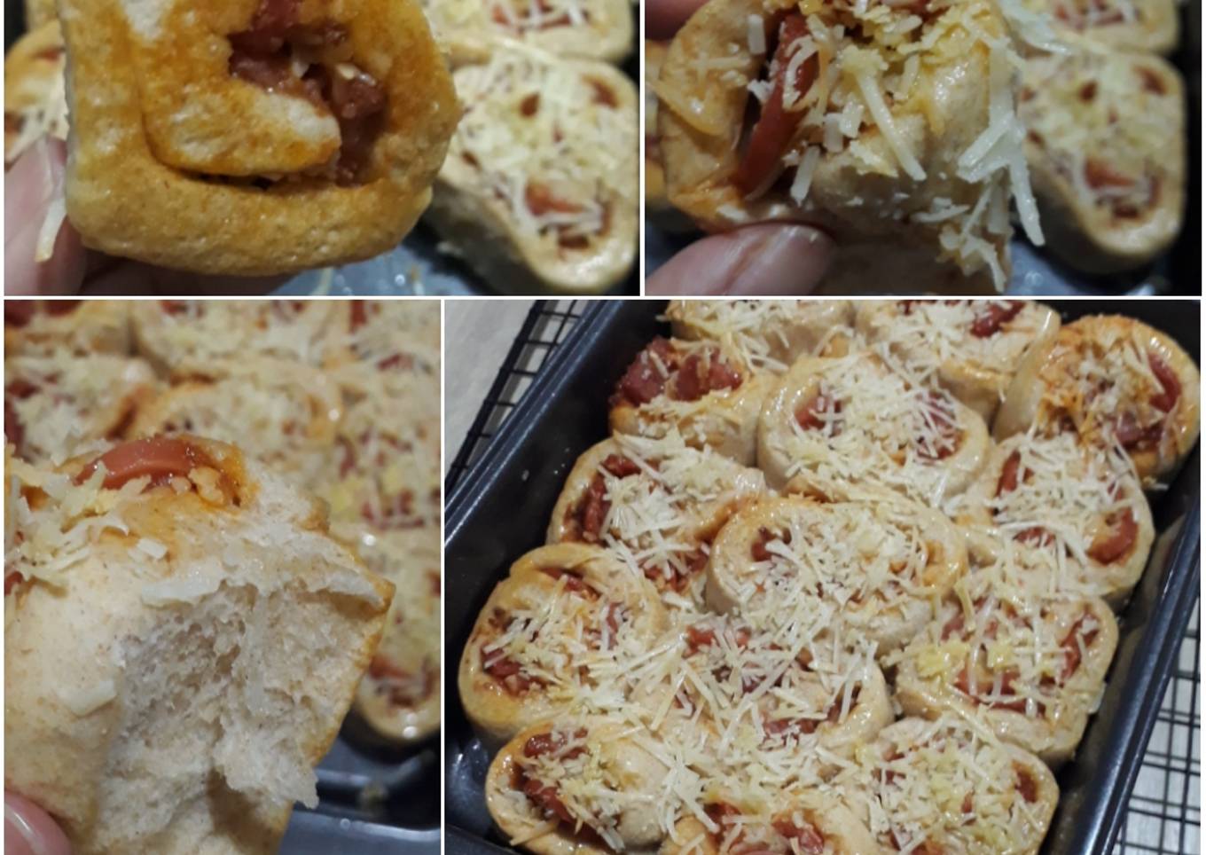 Whole wheat pizza roll alias pizza gulung tepung gandum utuh