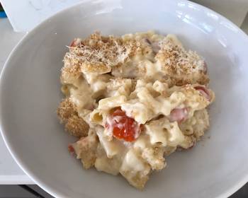 Ultimate Prepare Recipe 3 Cheese Hot Dog Macaroni with Crispy Crumb Topping Yummy