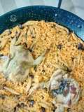 Arroz con codorniz y seta shimeji