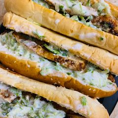 A picture of Shawarma 🥙 Burgers 🍔 With Yogurt & cucumber 🥒 Dip.