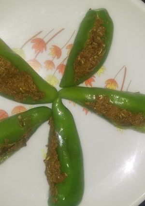 A picture of Green chilli pickles (Moti Mirch ka achar).