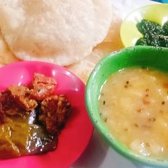 Dal kachori and Aloo tarkari A picture of Dal kachori and Aloo tarkari.