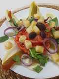 Ensalada de Endivias, Tomate Raf y Patata al Pil Pil